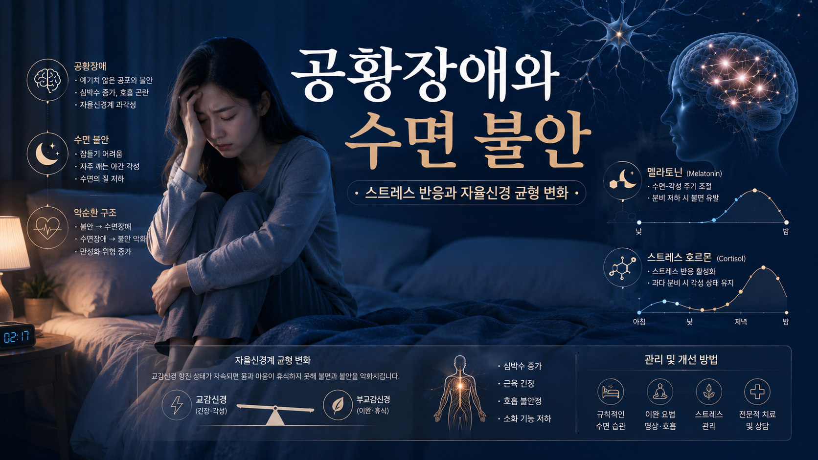 공황장애 한의학 병리와 수면 불안 및 스트레스 반응 이미지