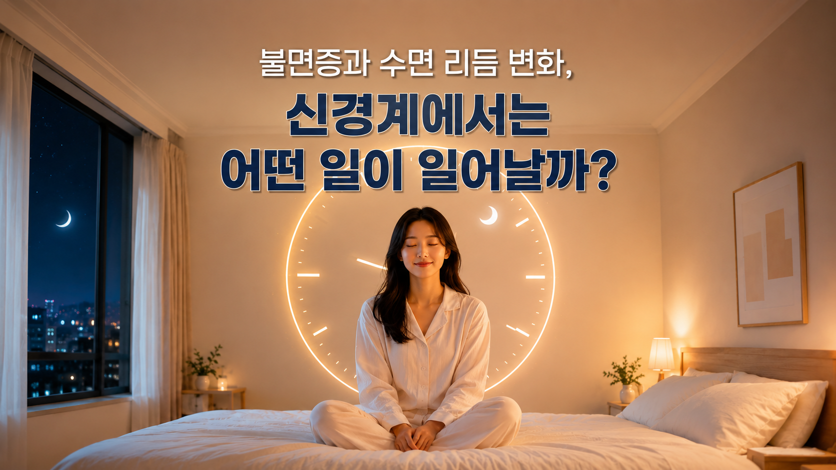 불면증과 수면리듬 변화로 잠들지 못하는 성인의 모습
