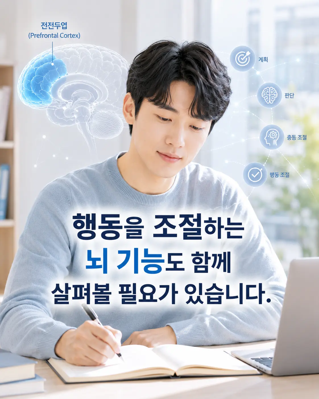 전전두엽과 행동 억제 기능을 표현한 한국인 모델 이미지