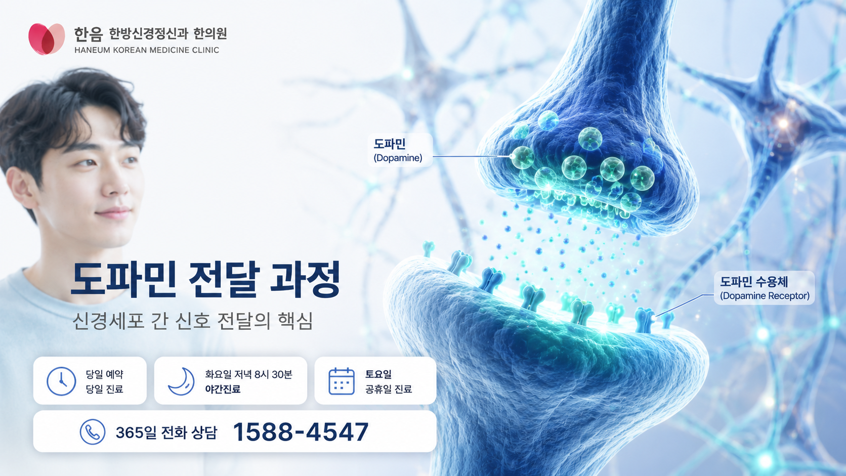 틱장애와 도파민 신경전달 변화를 표현한 이미지