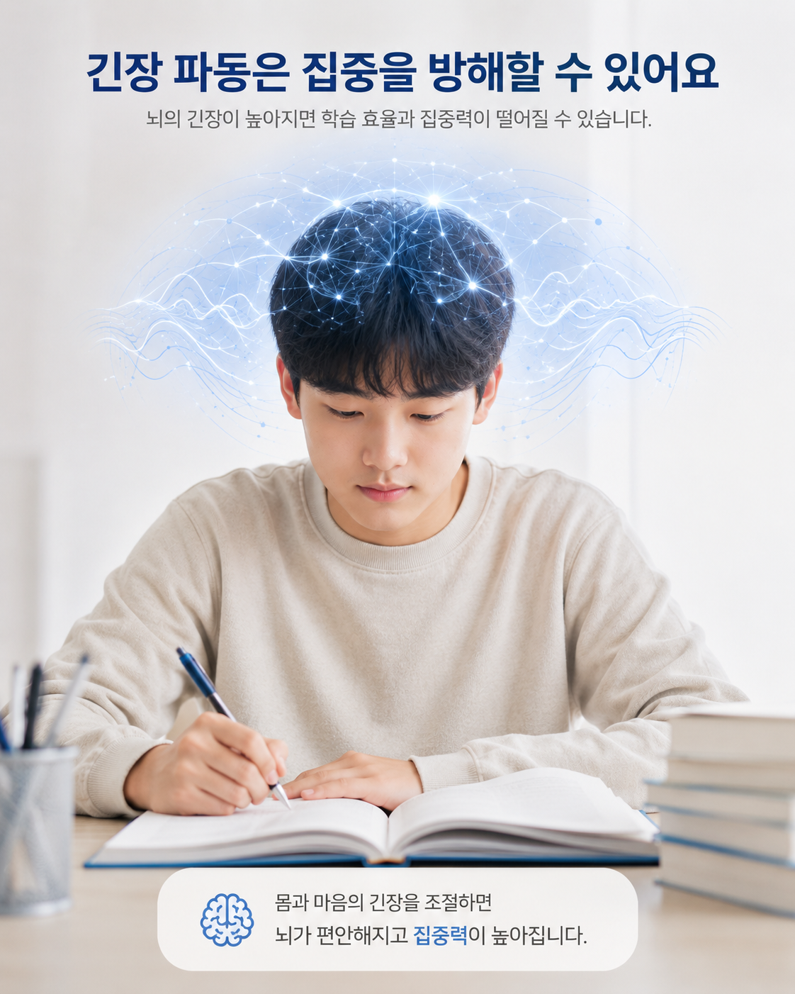 틱장애 뇌기능과 스트레스 반응을 표현한 한국인 학생 이미지
