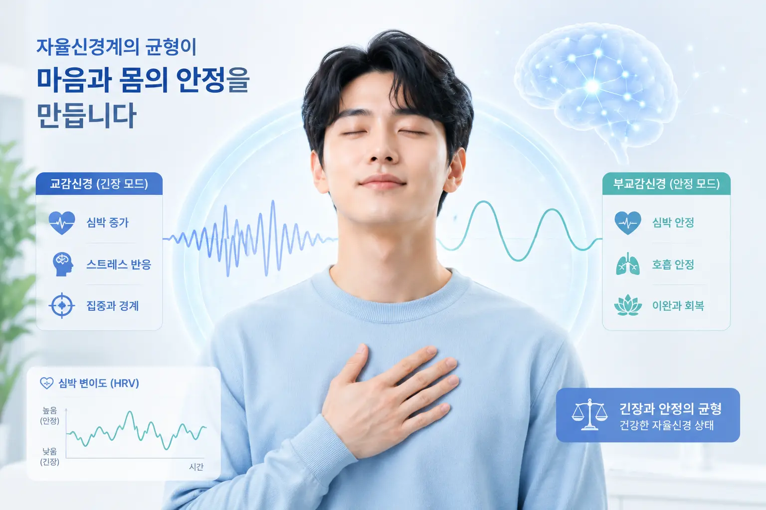 틱장애와 자율신경계 및 스트레스 반응을 설명하는 의료 이미지