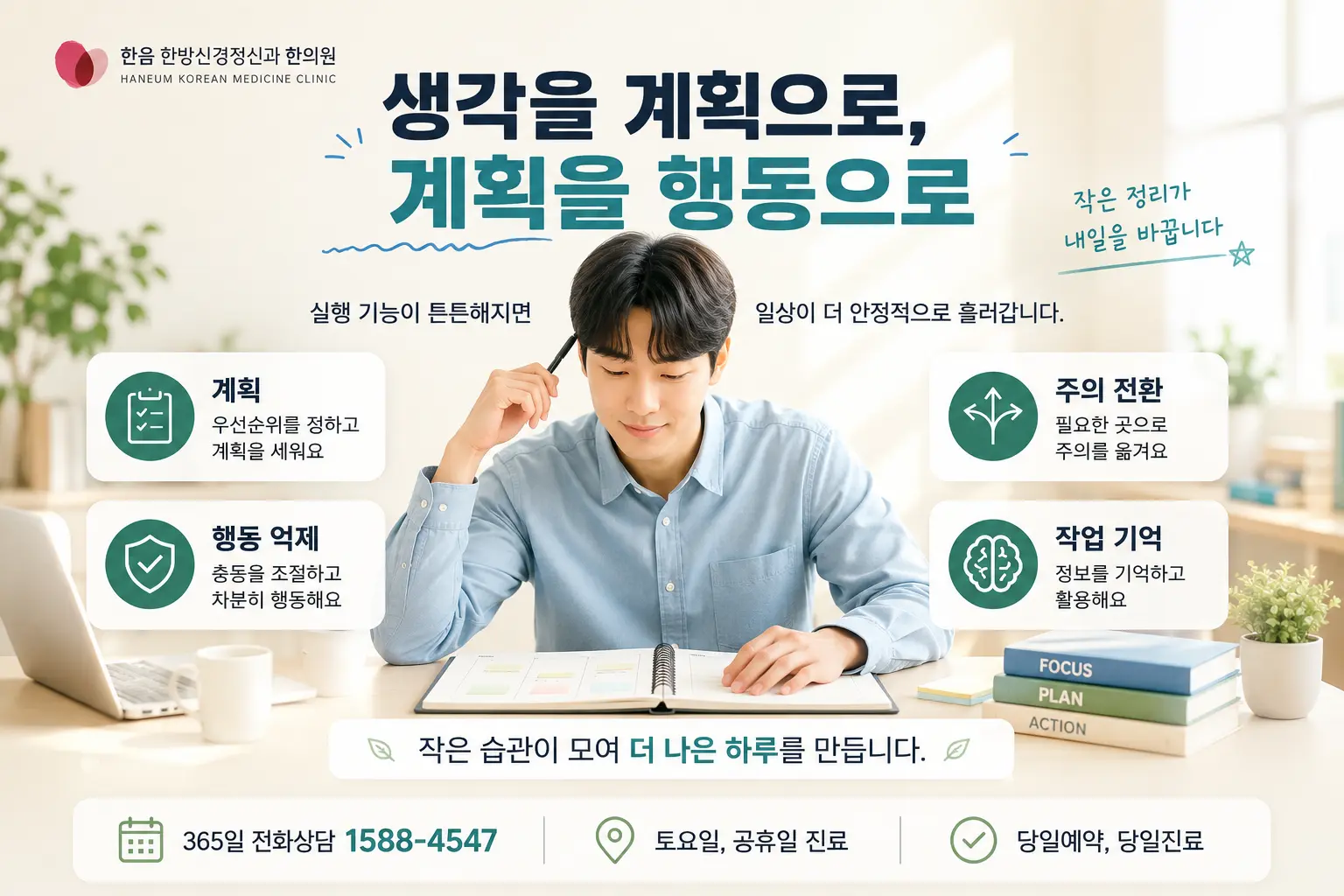 ADHD 실행 기능과 계획 행동 억제 작업 기억을 표현한 이미지