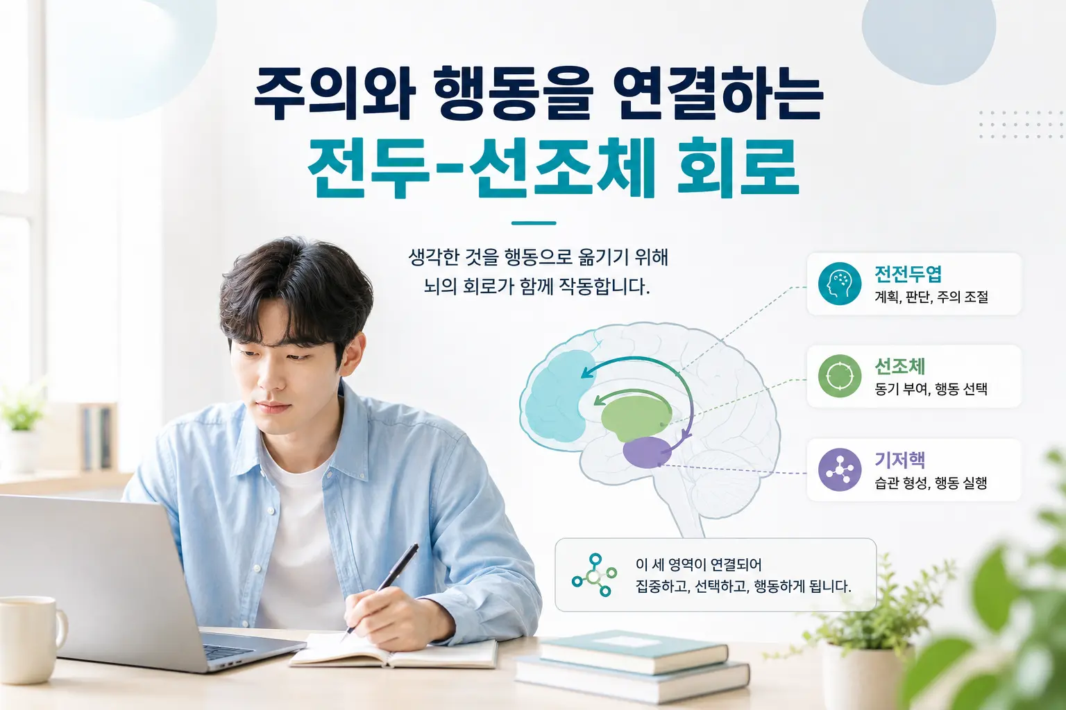 ADHD 전전두엽 선조체 기저핵과 전두-선조체 회로 인포그래픽