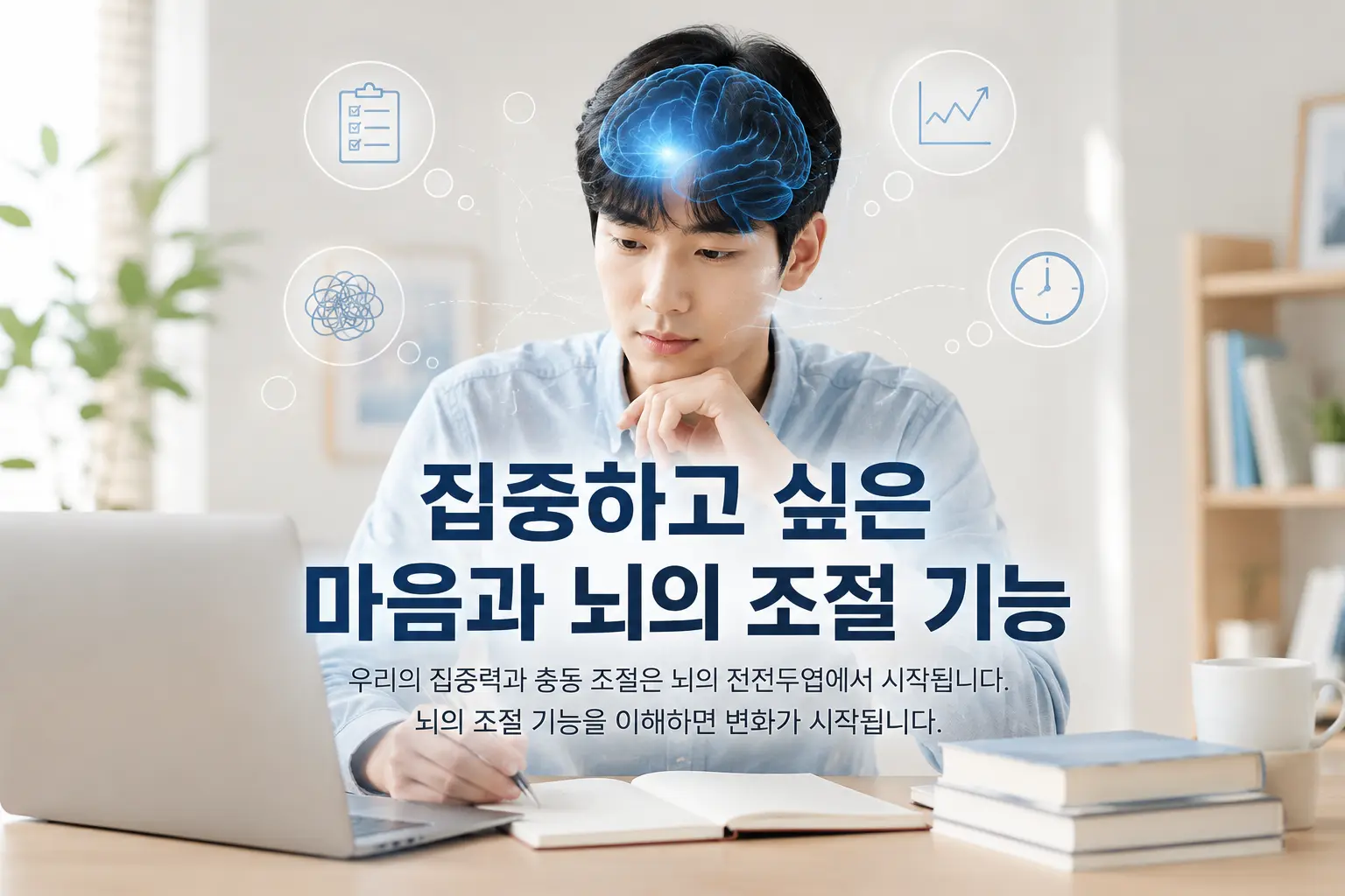 ADHD 전전두엽 기능과 집중력 변화를 표현한 한국인 성인 이미지
