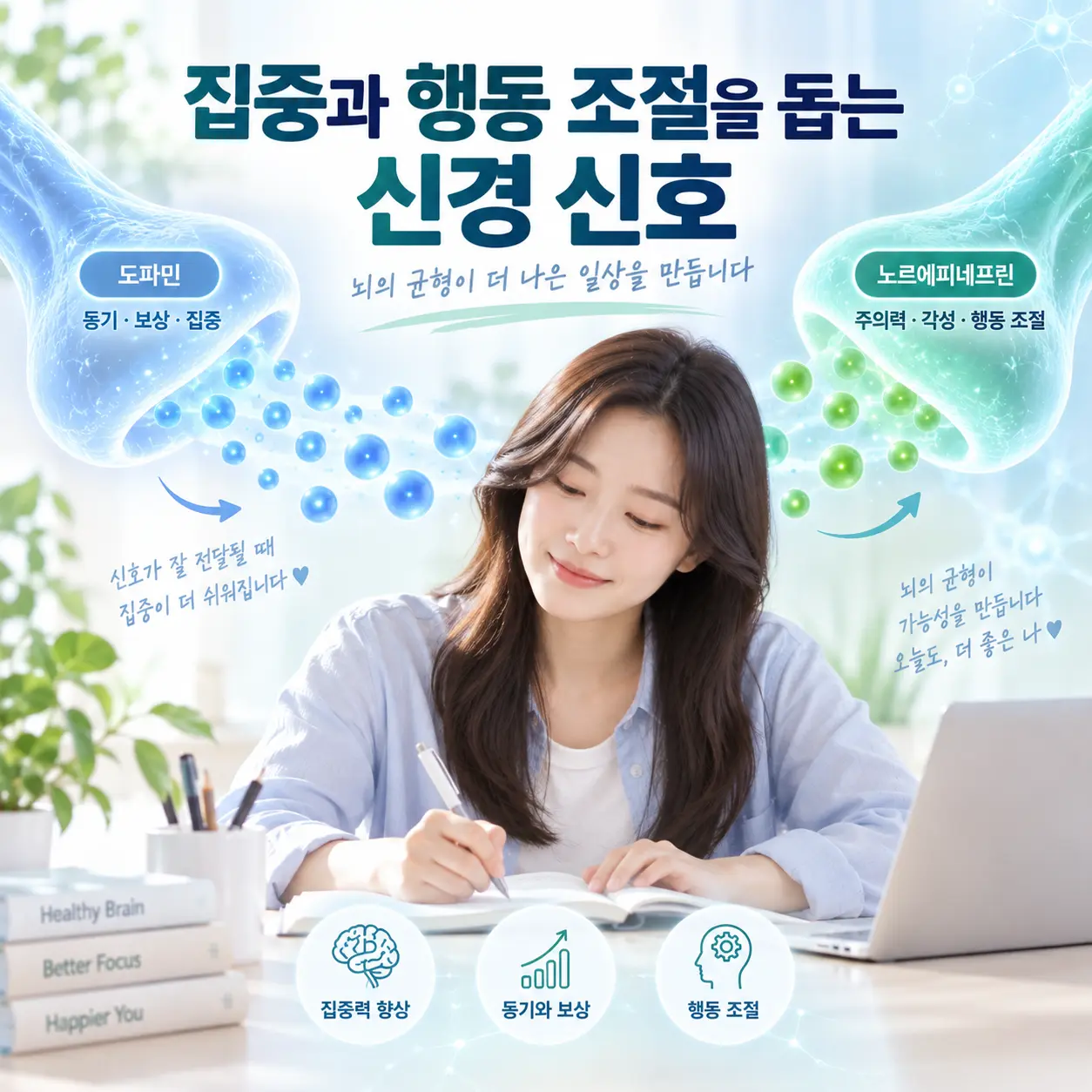 ADHD와 도파민 노르에피네프린 신경전달 조절 이미지