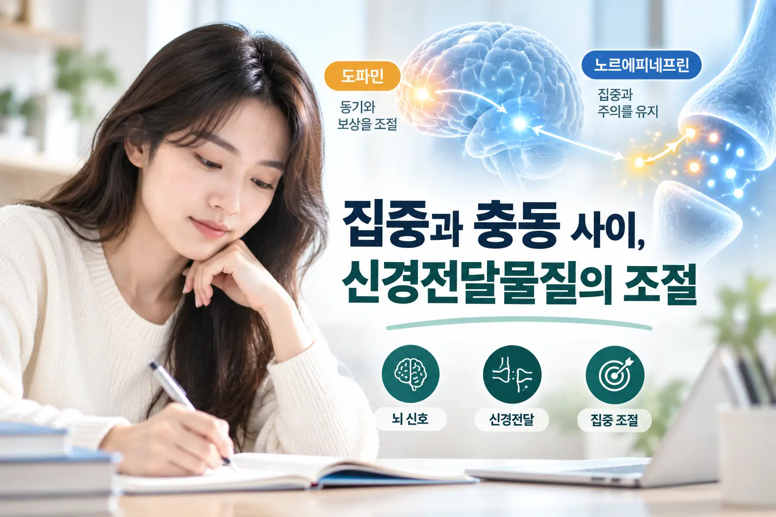 ADHD 도파민과 노르에피네프린 신경전달 조절 이미지