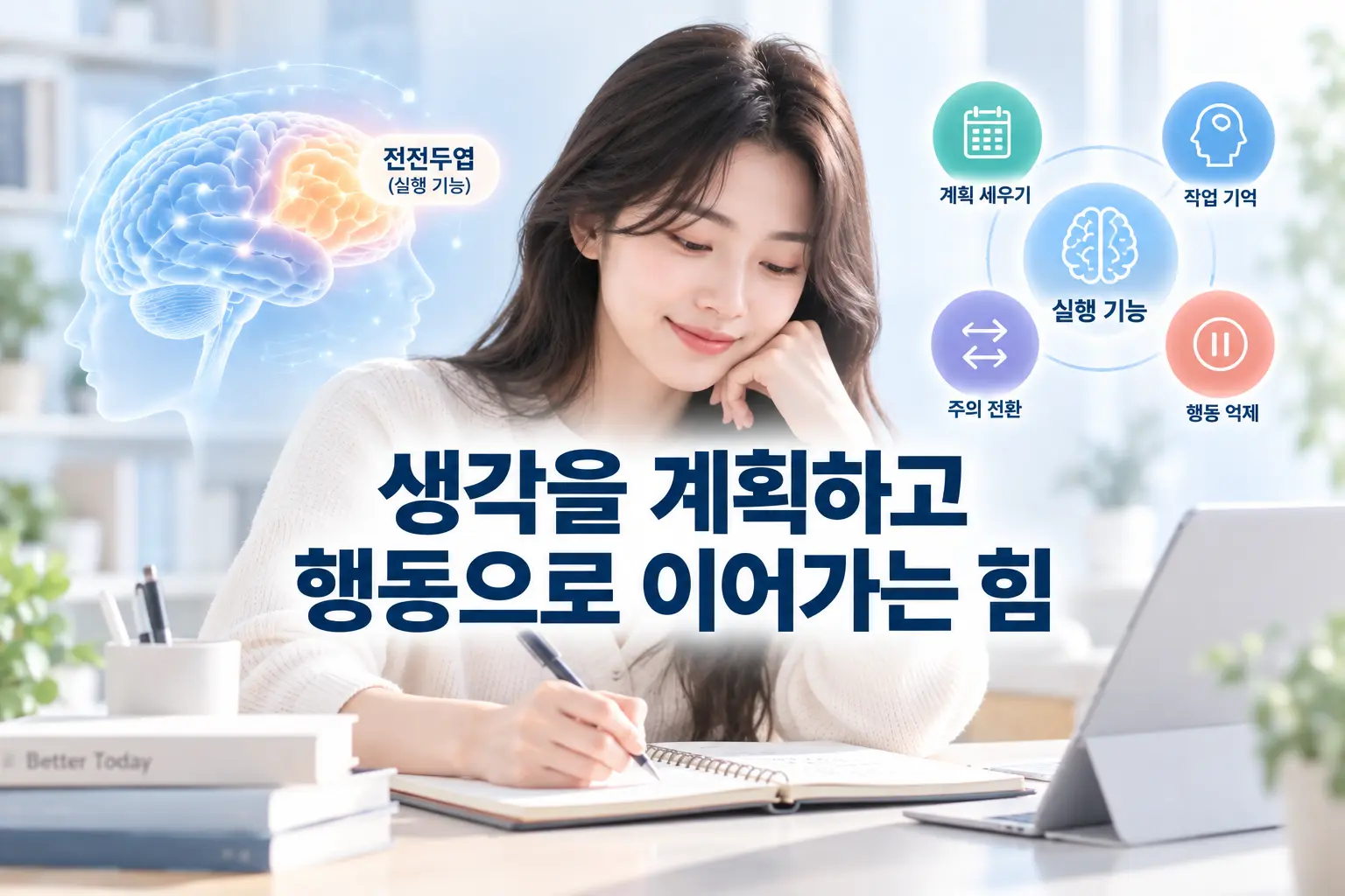 ADHD 자율신경과 실행 기능 및 전전두엽을 설명하는 한국인 성인 이미지