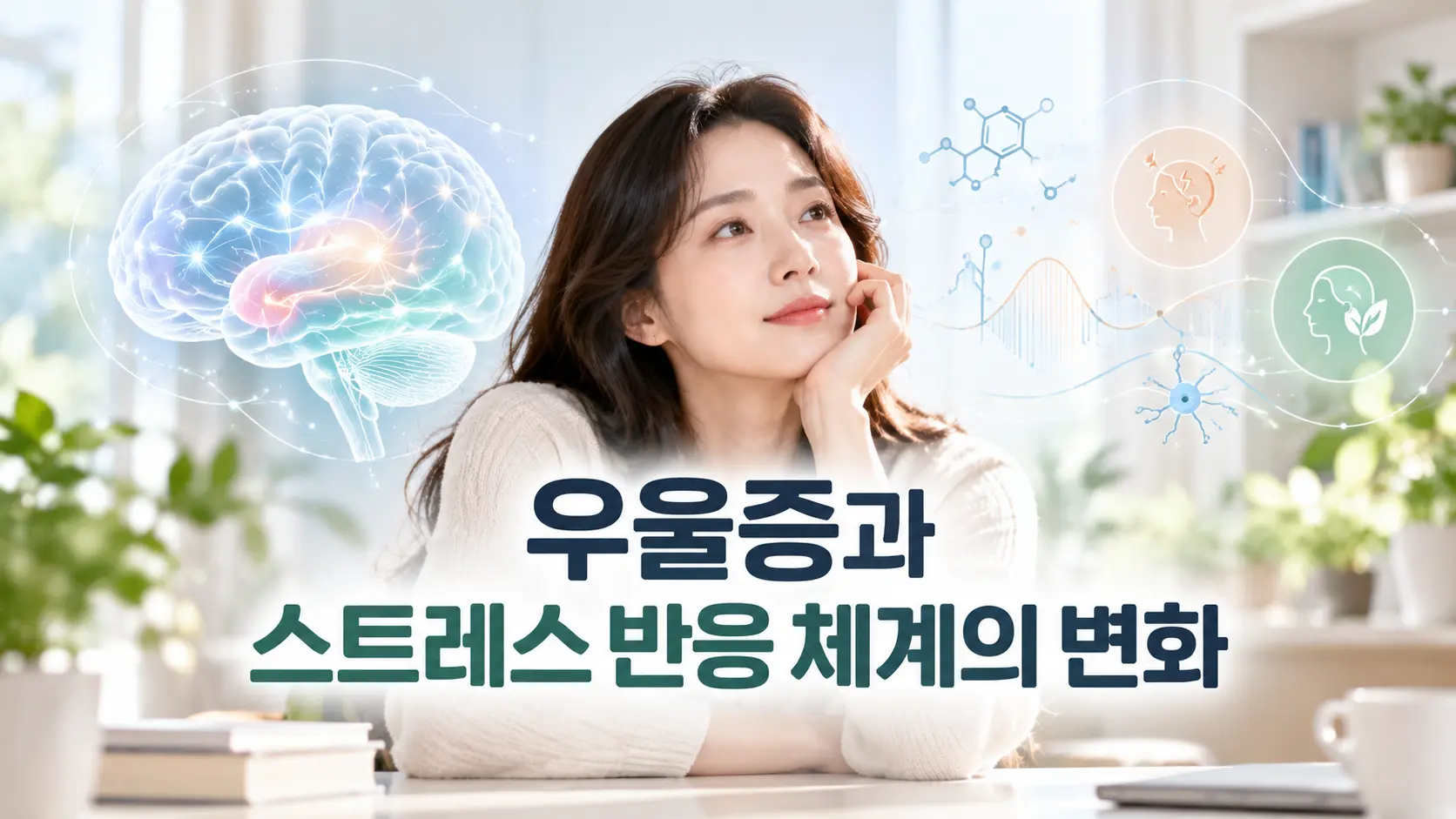우울증과 스트레스 반응 체계의 변화를 표현한 한국인 성인과 뇌 신경계 이미지