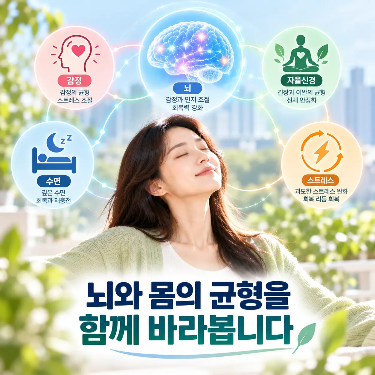 우울증 스트레스 반응과 뇌 자율신경 신경계 균형을 표현한 이미지