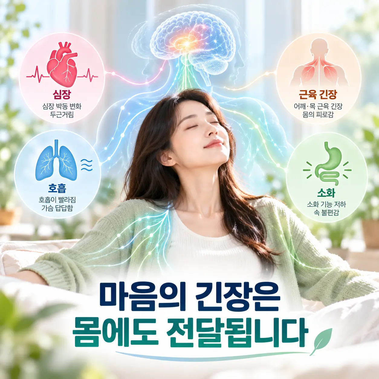 우울증 스트레스 반응에 따른 자율신경계와 신체 반응을 표현한 이미지