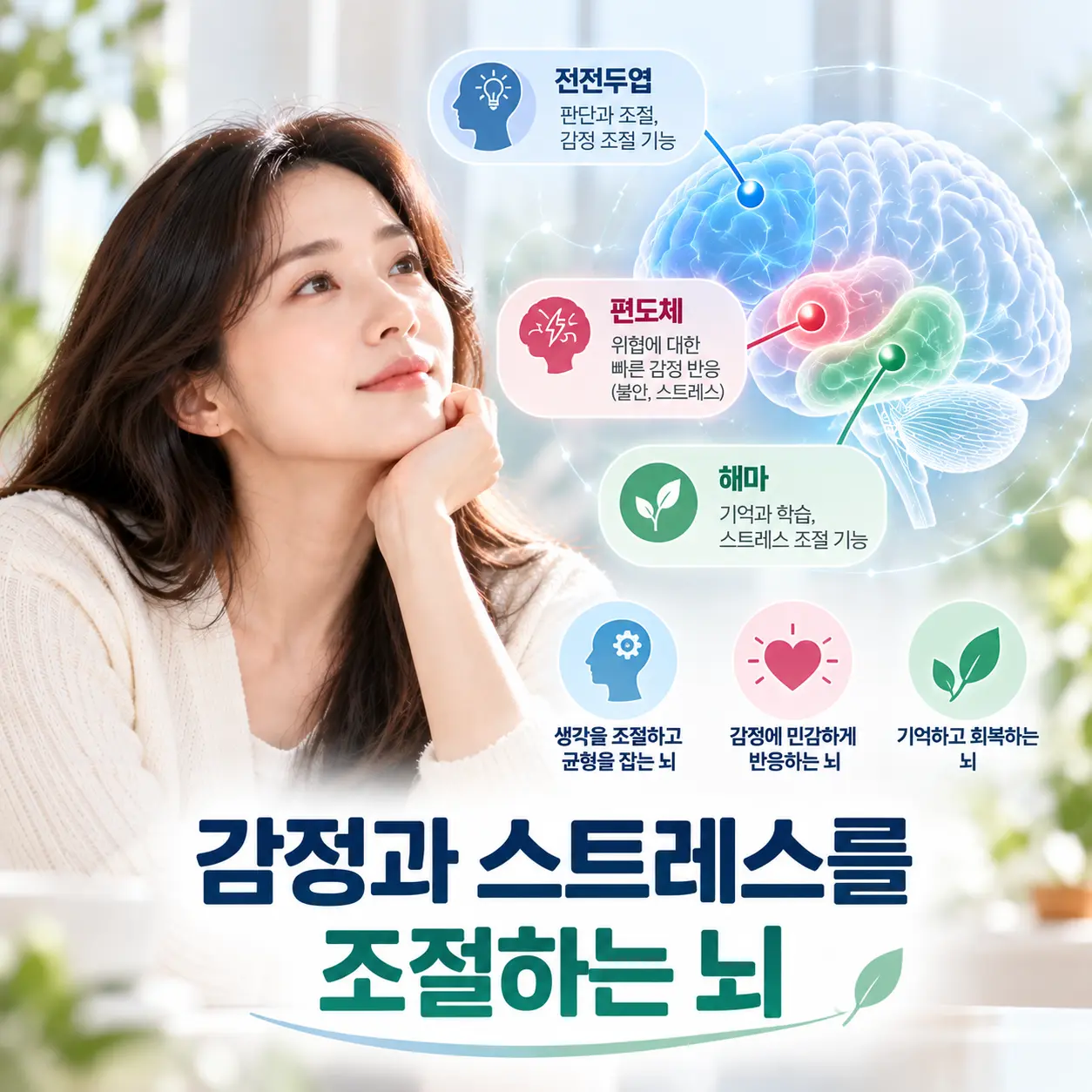 우울증 스트레스 반응과 관련된 전전두엽 편도체 해마의 감정 조절 기능