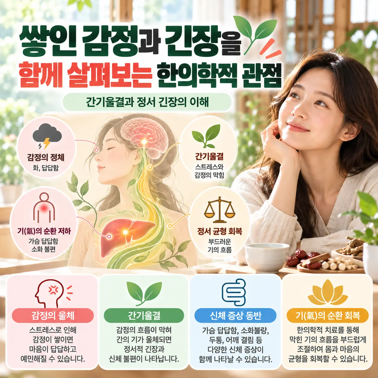 우울증의 한의학적 병리 간기울결과 정서 긴장을 표현한 이미지