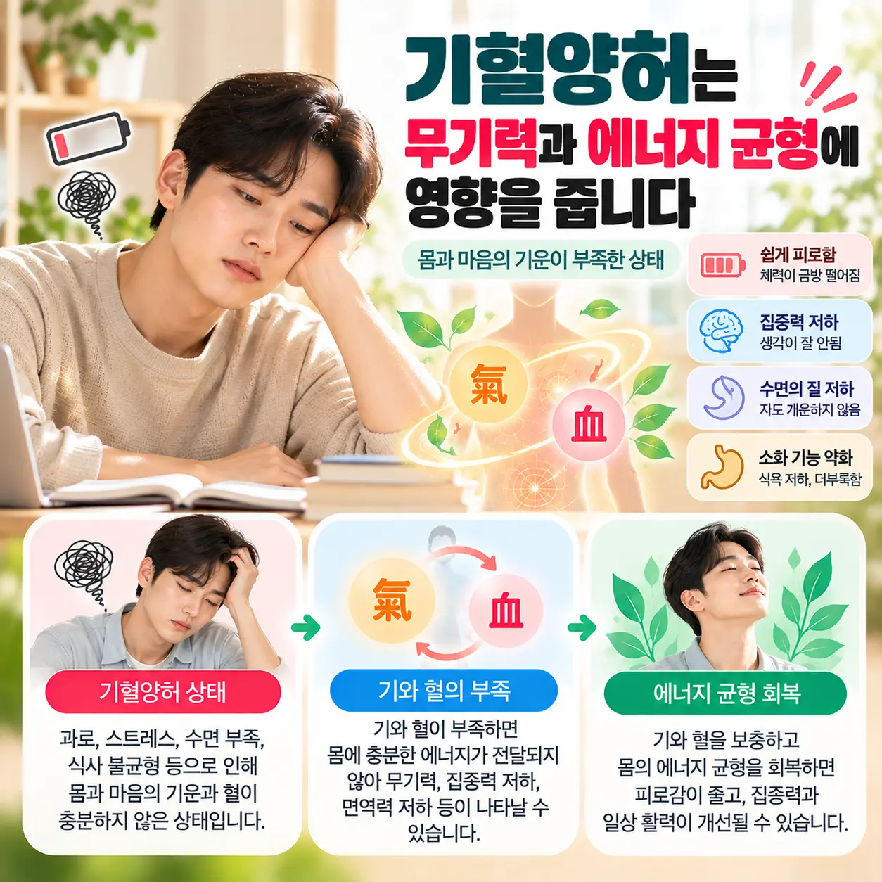 우울증 기혈양허와 무기력 및 신체 활력 변화를 표현한 한국인 남성