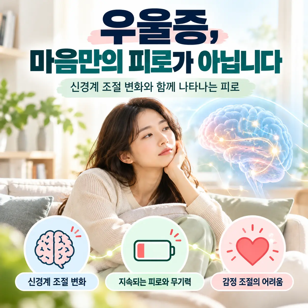 우울증 신경계 피로와 무기력 증상을 표현한 한국인 여성