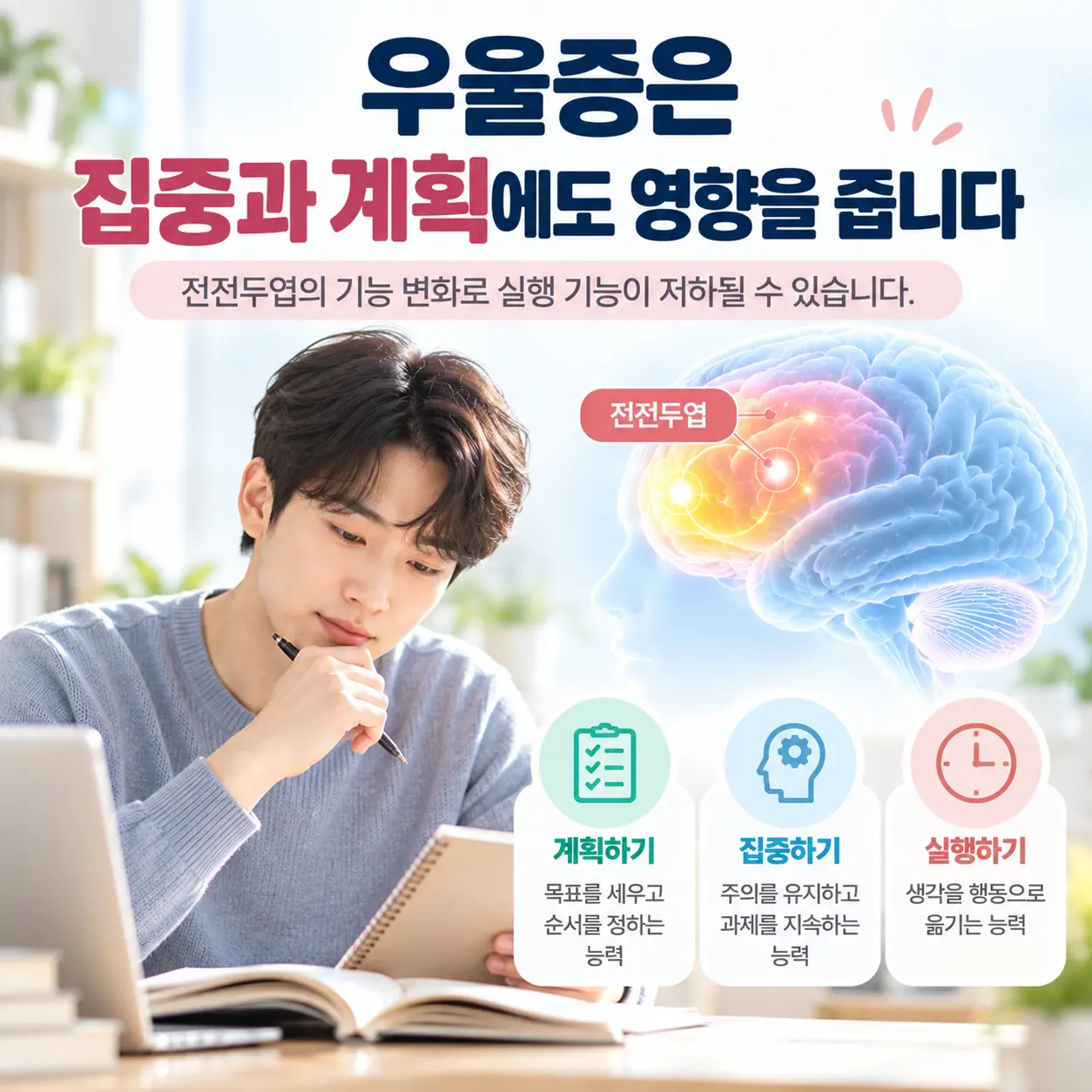 우울증 도파민 기능 변화와 전전두엽 실행 기능 및 집중력의 관계